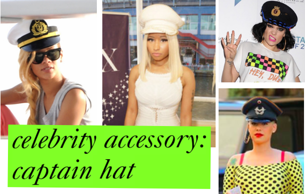 Nicki Minaj, Rihanna, Amber Rose and Jessie J. wearing captain's hats.