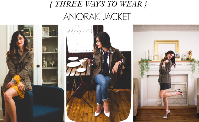 three ways to wear an anorak jacket